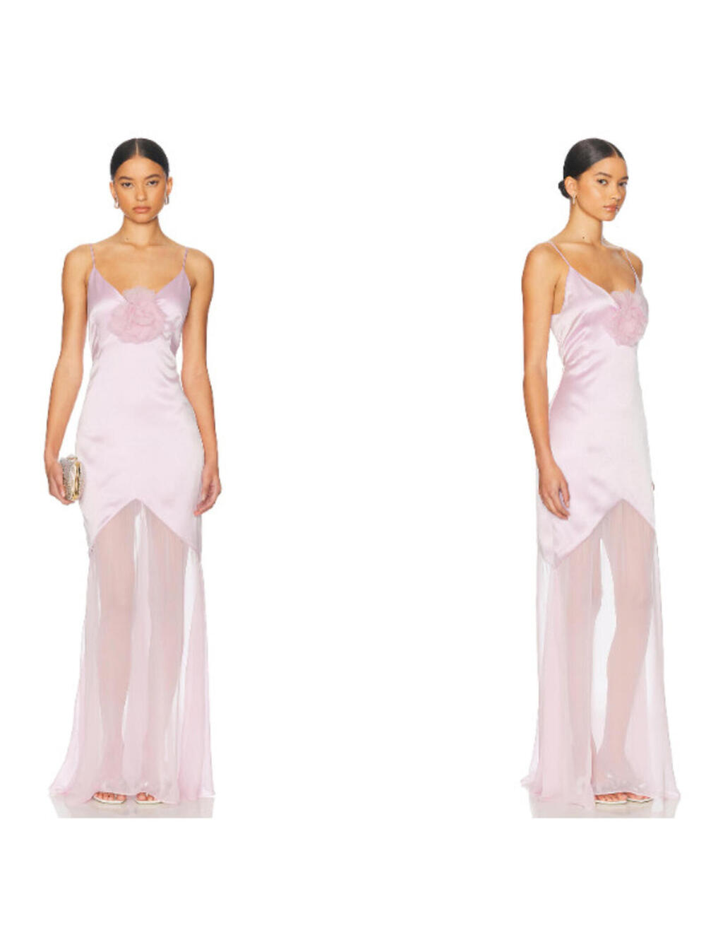Alexandra Alonso ROJAS Bias Gown With Flower silk pink size 4 NWT  $1695msrp